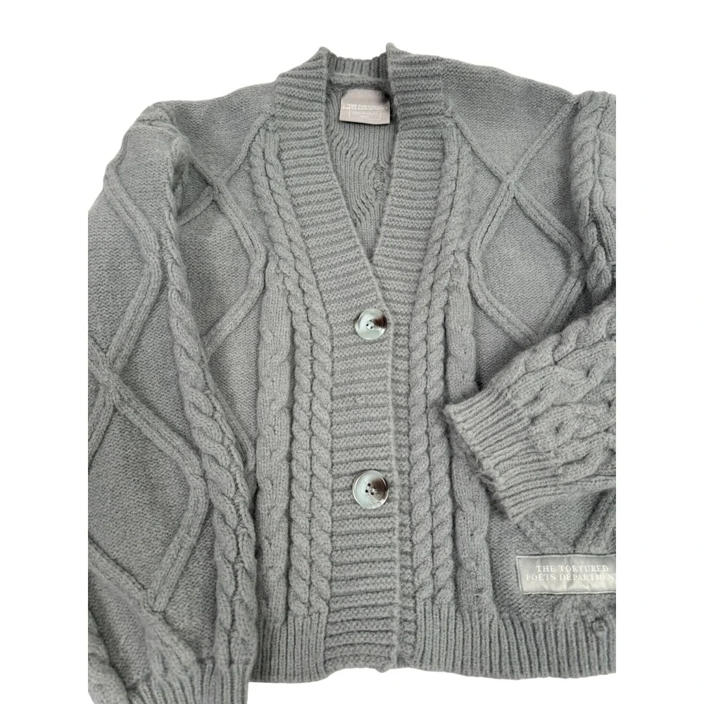 Taylor Swift The Tortured Poets Department TTPD Cardigan Grey MD/LG Official